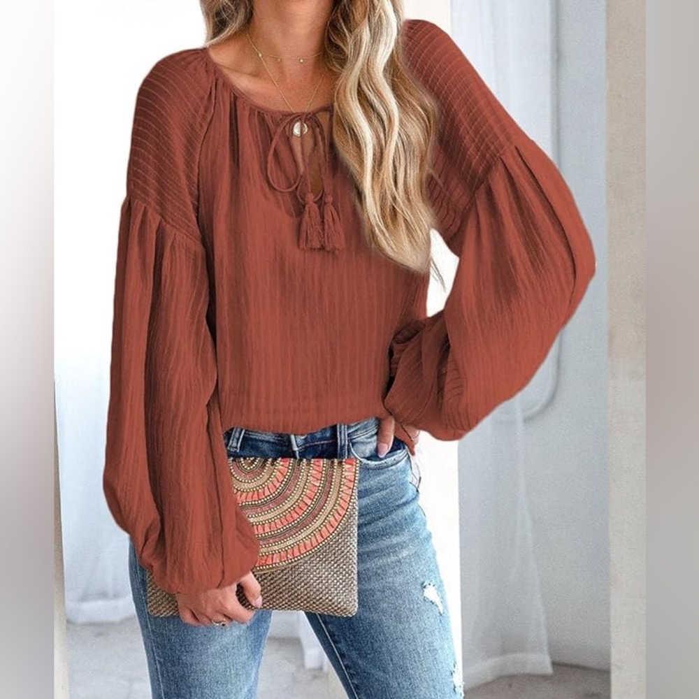 NWOT Boho ballon sleeve top